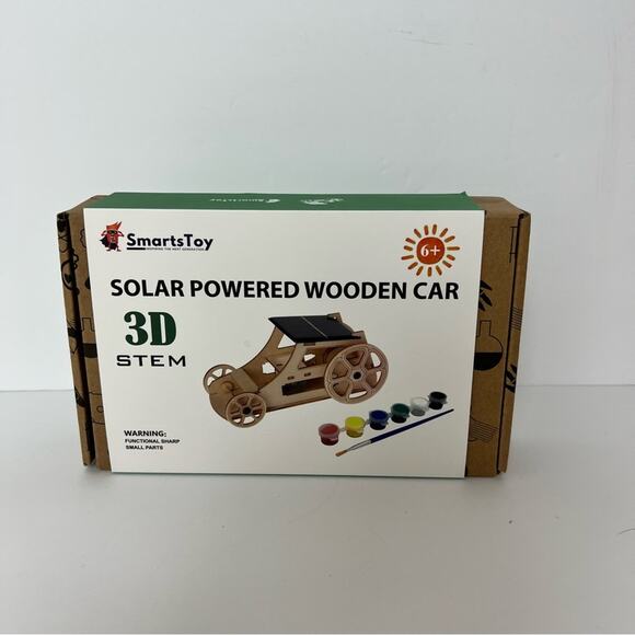 Smarts Toy Solar Powered Wooden Car 3D Stem Kit Ages 6+ New in Box - Picture 3 of 4